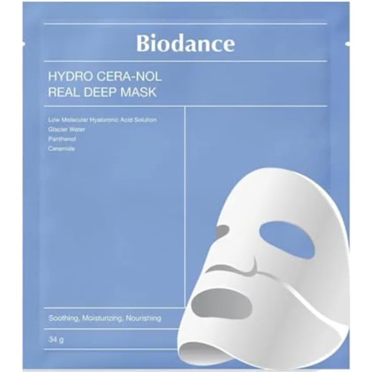 BIODANCE Hydro Cera-nol Real Deep Maske, Overnight Hydrogel Maske, beruhigend, feuchtigkeitsspendend, nahrhaft, 34g, 1 Stück