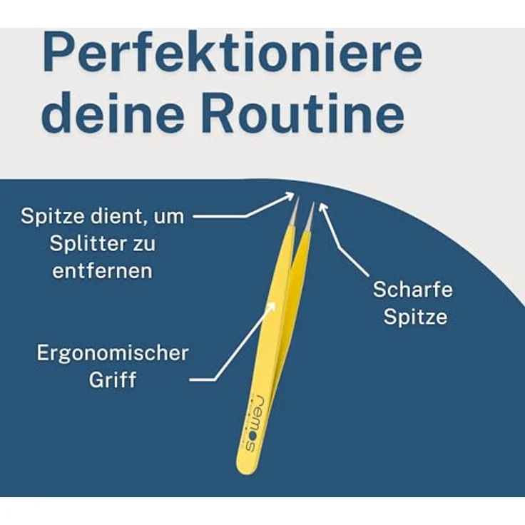 remos professional body care REMOS Splitterpinzette, rostfrei aus Edelstahl [INOX] mit feiner gelber Spitze, 9.5 cm – Bild 3