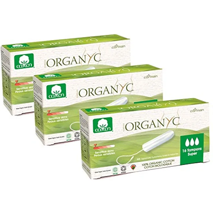 Organyc Tampon Super Tampon aus 100% Bio-Baumwolle, 16 Stück (3 Stück) insgesamt 48 Stück