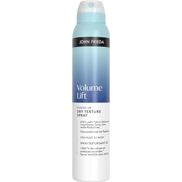 John Frieda Volume Lift Pushed-Up Dry Texture Spray, 200ml für plattes oder feines Haar – 400% mehr Fülle, vegane Formel, keine Rückstände – Bild 1