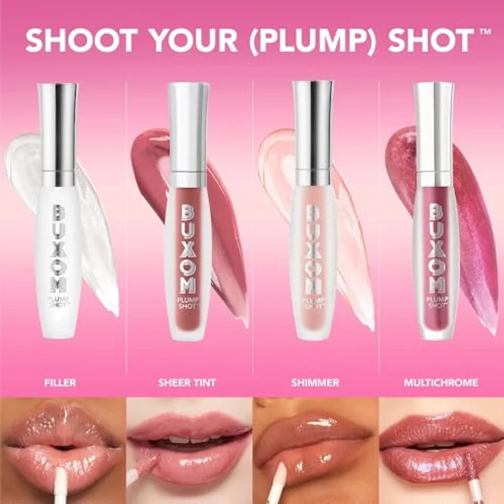 Buxom PLUMP SHOT™ COLLAGEN PEPTIDES ADVANCED PLUMPING MULTICHROME LIP SERUM, Glitzer-Lipgloss mit vergrößerndem Effekt, Farbton Celestial Nude, 4 ml – Bild 7