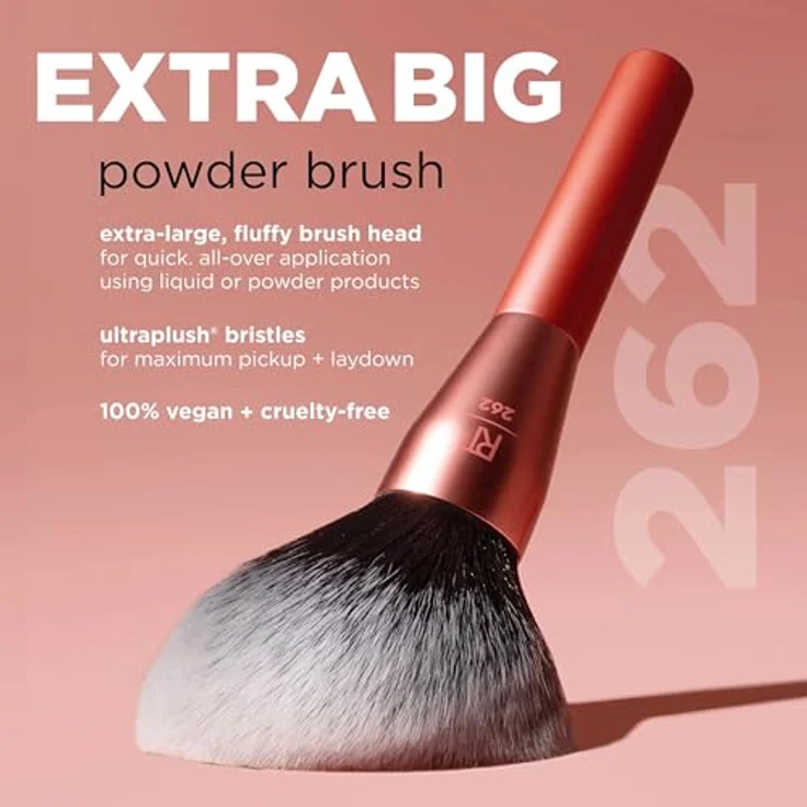Real Techniques Extra Big Powder Brush RT 262, veganes Make-up-Accessoire für präzises Puderauftragen, 1 St. – Bild 4
