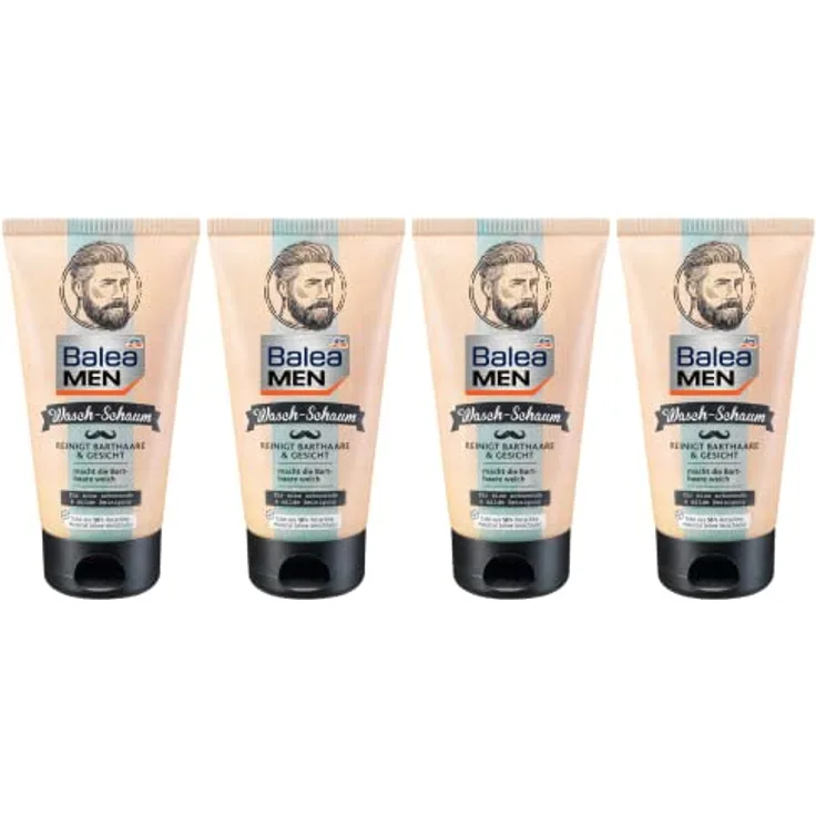 Balea MEN Bart-Waschschaum für Barthaare & Gesicht, 4er-Pack (4 x 150 ml)