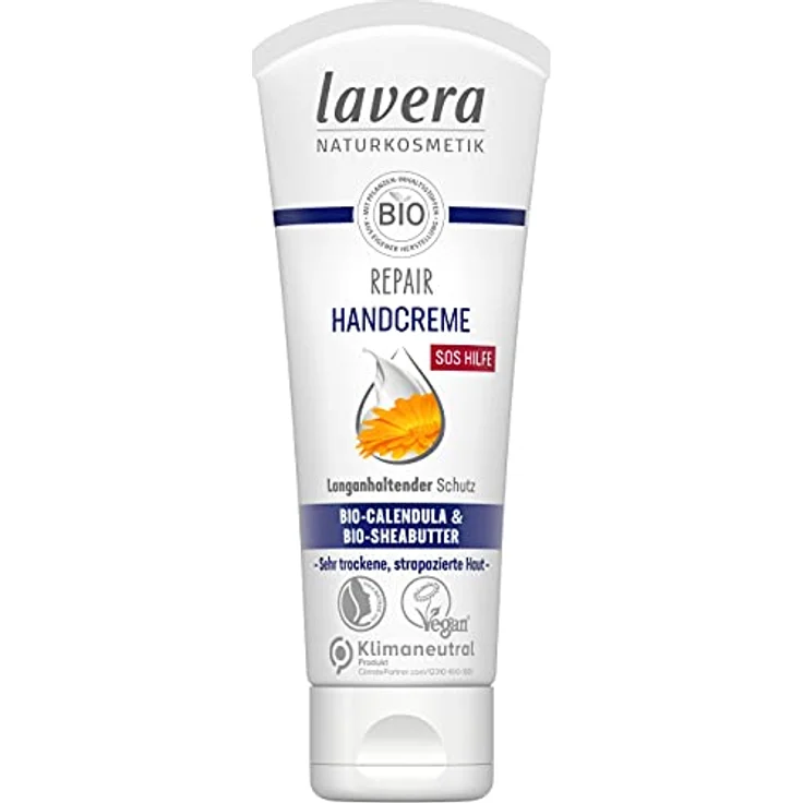 lavera Repair Handcreme - Bio Calendula & Bio Sheabutter - SOS Hilfe für beanspruchte Hände - lindert sofort Spannungsgefühle - langanhaltender Schutz - Naturkosmetik - vegan - Bio (1 x 75 ml) – Bild 1