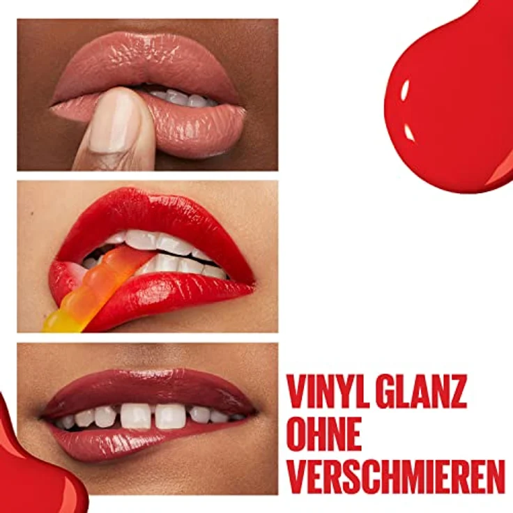 Maybelline New York flüssiger Lippenstift, Liquid Lipstick mit 16 Stunden Halt und glänzendem Finish, Super Stay Vinyl Ink, Nr. 45 Capricious, 4,2 ml – Bild 4