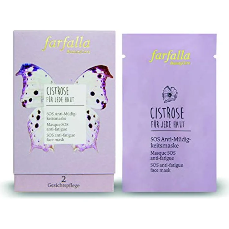 farfalla Cistrose Anti-Müdigkeitsmaske - 10x7 ml - Sofortige Erfrischung - Feuchtigkeit & Elastizität - Strahlender Teint - 100% zertifizierte Naturkosmetik