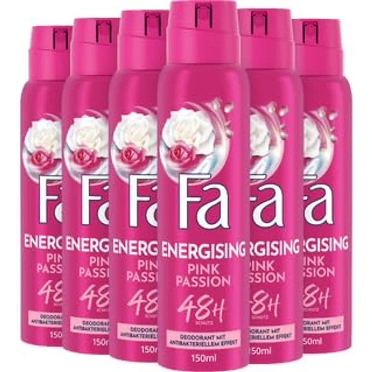Fa Deospray Pink Passion, 150 ml, 6er Pack, 48h Deo-Schutz, dermatologisch getestet, ohne Aluminiumsalze