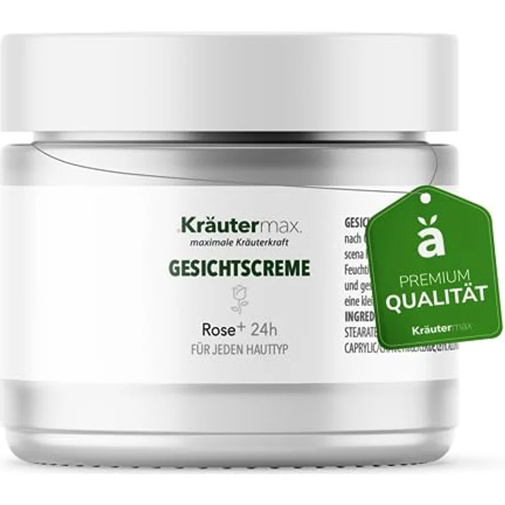 Kräutermax. Gesichtscreme Creme Fürs Gesicht mit Damascena Rose Rosenblütenwasser Naturkosmetik 1 x 50 ml, Feuchtigkeitsspendende Tages- & Nachtcreme – Bild 1