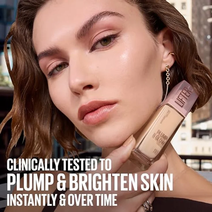 MAYBELLINE NEW YORK Lifter Plump & Glow, aufhellendes Make-up für einen natürlichen Look, Farbton 110, 30 ml – Bild 6