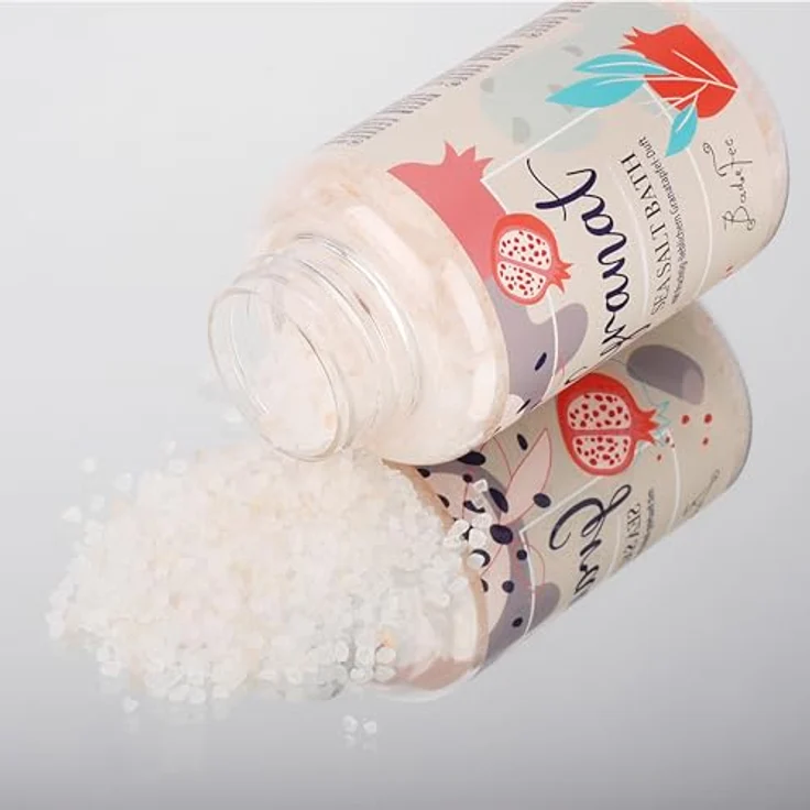 BadeFee Badesalz 500 g – Meersalz mit Mandelöl, vegan, mikroplastikfrei, Granatapfel, made in Germany – Bild 2