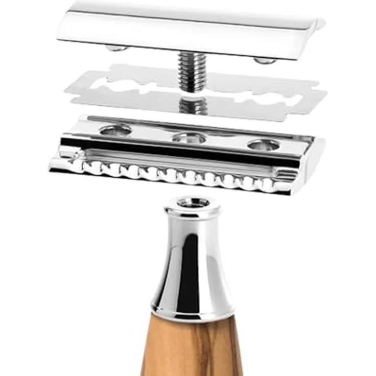 Mühle Rasierhobel (R 330 SR) mit geschlossenem Kamm, Olivenholz Griff – Bild 3