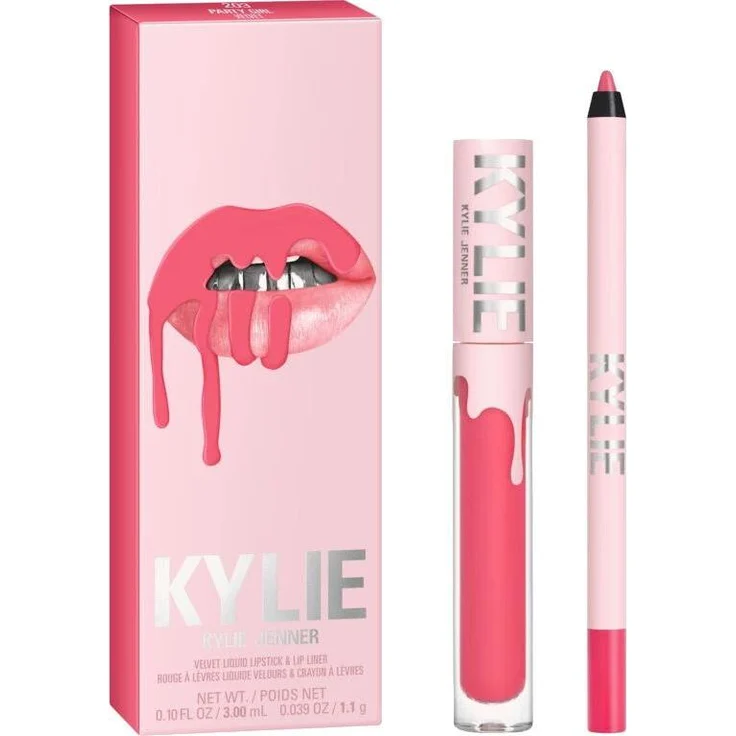 Kylie Jenner Velvet Liquid Lipstick und Lip Liner Set, hochpigmentiert, mattes Finish, 405 Red Velvet
