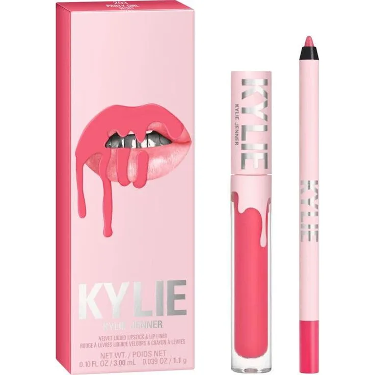 Kylie Jenner Velvet Liquid Lipstick und Lip Liner Set, hochpigmentiert, mattes Finish, 405 Red Velvet