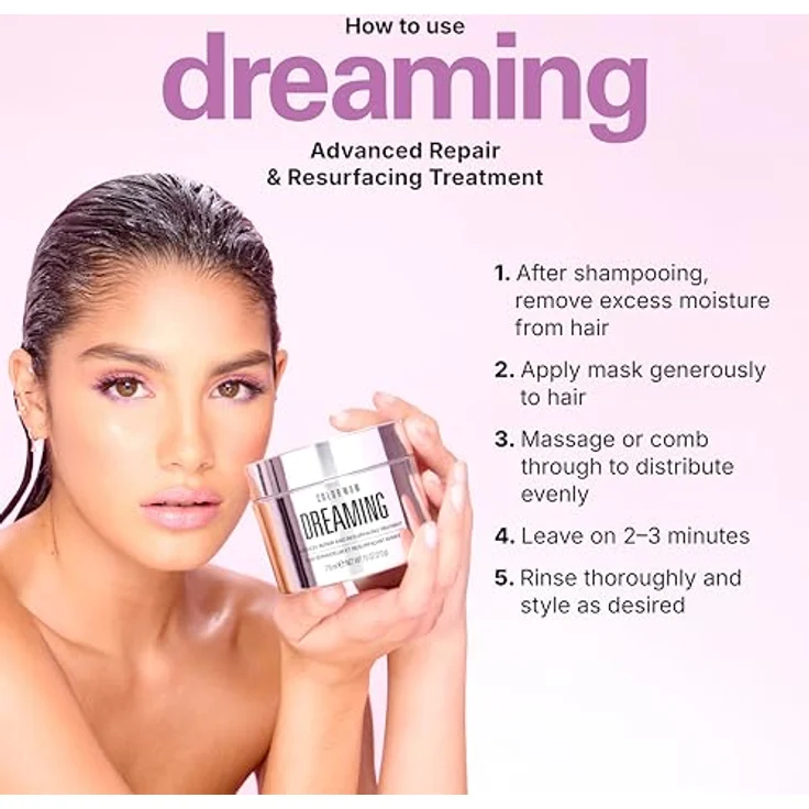 Color WOW Dreaming, regenerierende Haarmaske für strapaziertes Haar, 215 ml, mit Keratin und Kokosnussöl – Bild 5