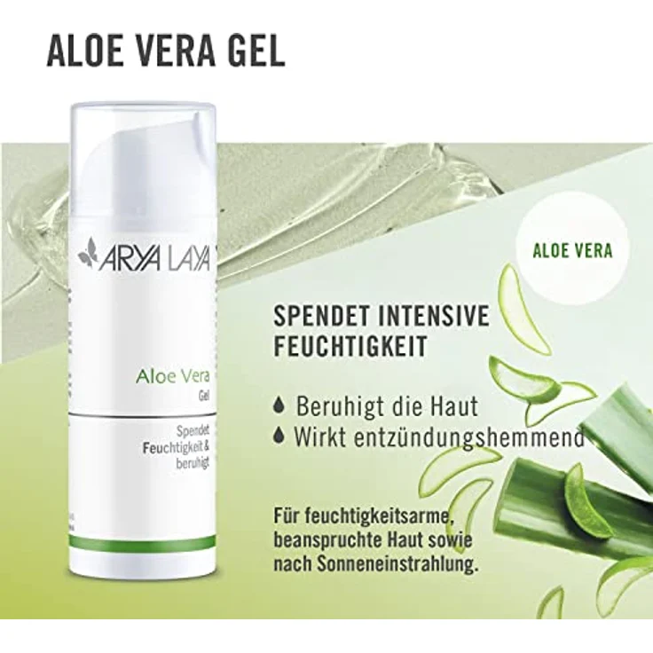 ARYA LAYA Aloe Vera Gel, 50 ml: kühlend, beruhigend & entzündungshemmend, vegan - maximale Feuchtigkeit für alle Hautbilder, After Sun Pflege – Bild 2