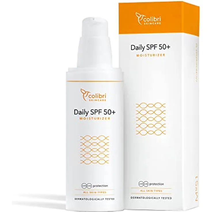 colibri skincare Daily SPF 50+ Moisturizer, Tagescreme mit wasserfestem Breitbandspektrum, leichte Gesichtscreme mit UV Schutz, 80ml