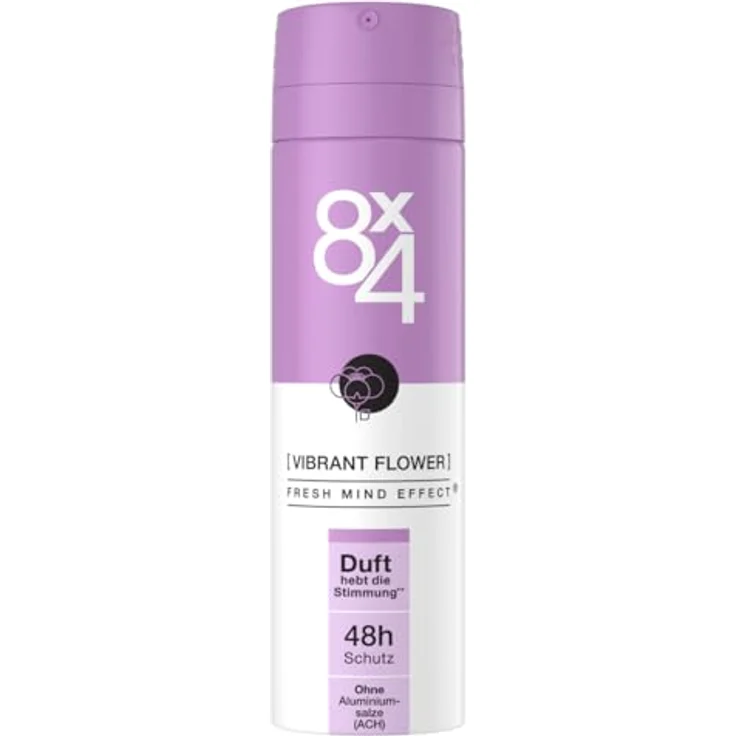 8X4 Vibrant Flower Deospray, Deo ohne Aluminium (ACH) mit 48h Schutz und exotisch-floralem Duft, 150 ml – Bild 1