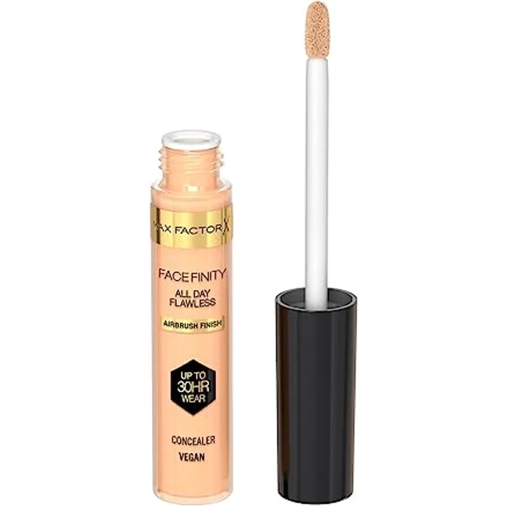 Max Factor Facefinity All Day Flawless Concealer, Flüssigkorrektor, vegane Formel, hält bis zu 30 Stunden, 7,8 ml - 010