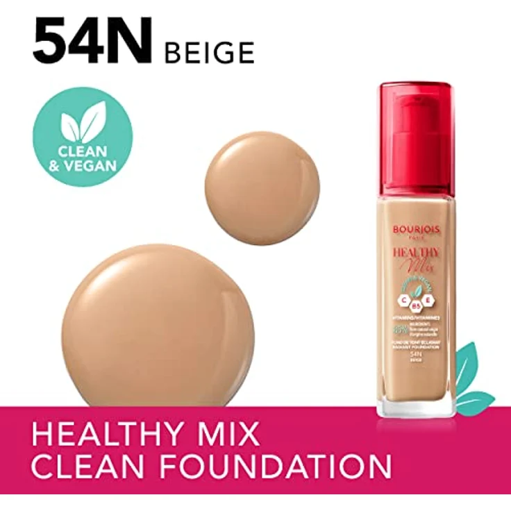BOURJOIS Paris Healthy Mix Clean & Vegan Radiant Foundation, langanhaltendes Makeup für natürliches Leuchten, 30 ml – Bild 2