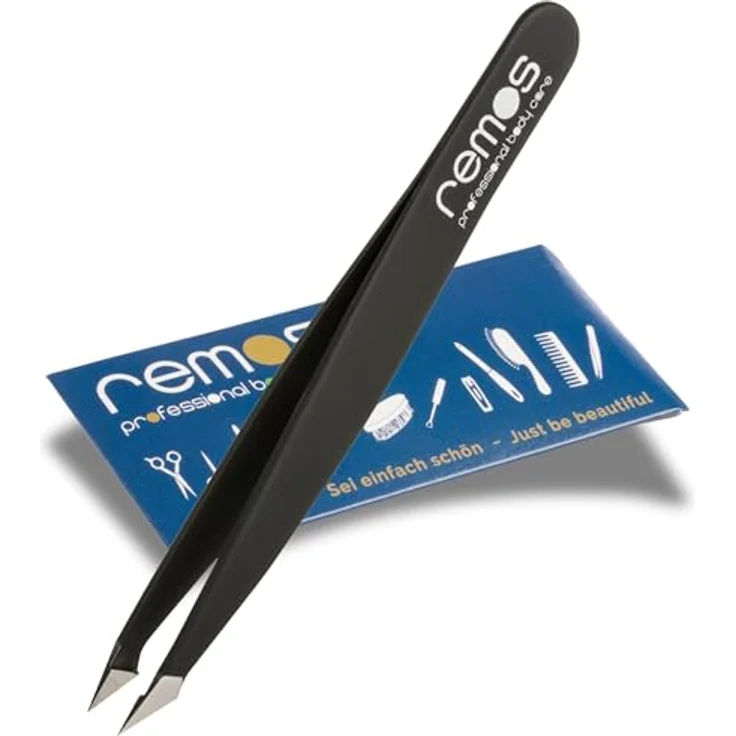 remos professional body care REMOS Kombipinzette 2in1, Edelstahl [INOX] rostfrei, 9.5 cm, schwarz für Splitter und Haare – Bild 1