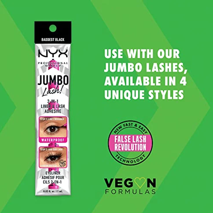 NYX Professional Makeup Jumbo Lash! Kleber für künstliche Wimpern 2 in 1 1 ml, kraftvoller Halt für Damen – Bild 2
