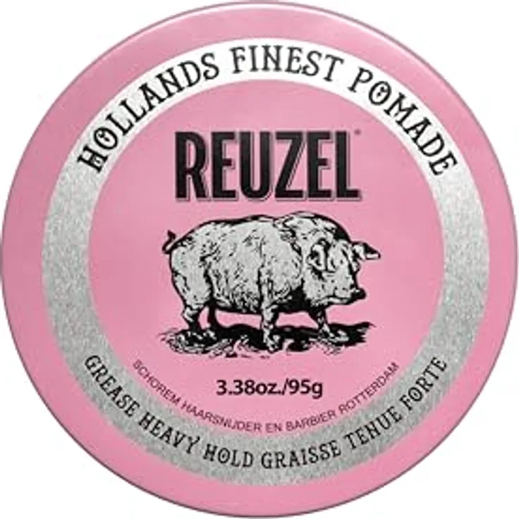 Reuzel Pink Grease Heavy Hold Pomade, 95 g, Unisex Haarpomade mit extra starkem Halt und gesundem Glanz