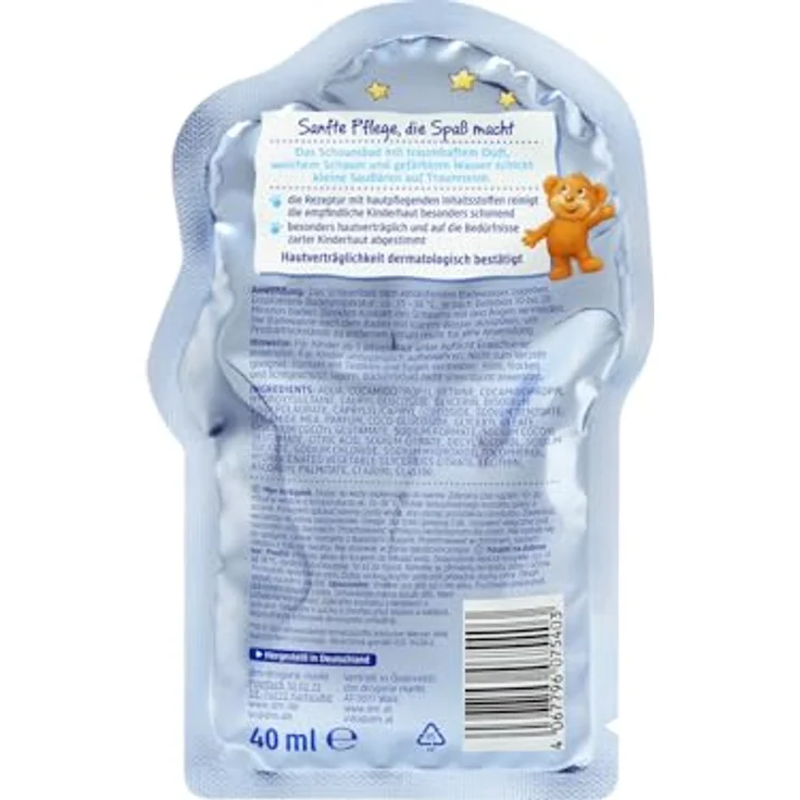 SauBär Schaumbad Träum schön – veganes Kinderbad, 90 % natürlich, blauer Schaum, milde Pflege, 40 ml – Bild 2