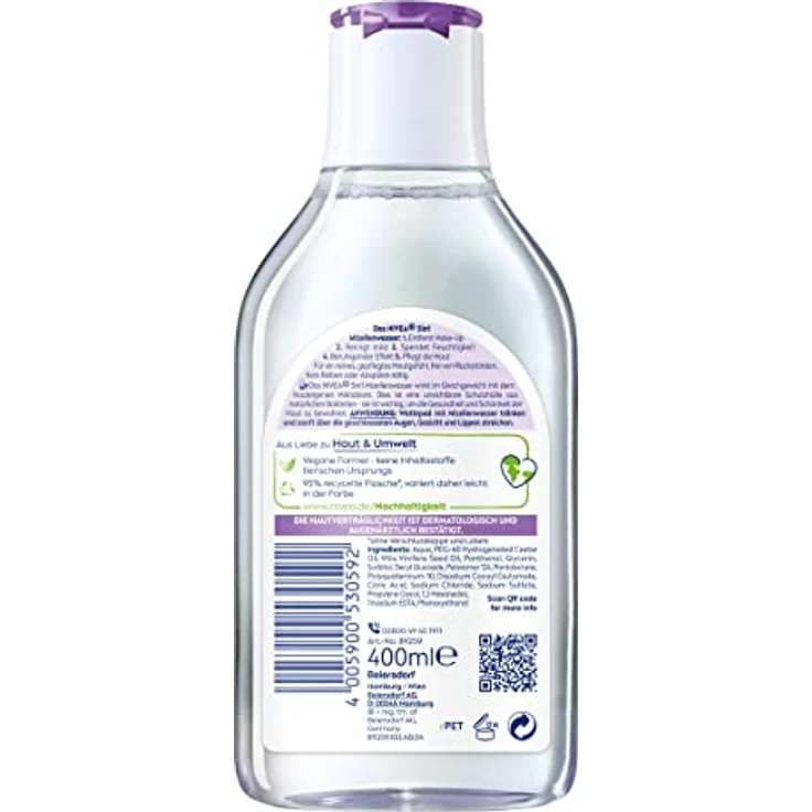 Nivea Gesichtspflege Reinigung Micellair Mizellenwasser Sensible Haut 400 ml, für Damen und Herren  – Bild 6