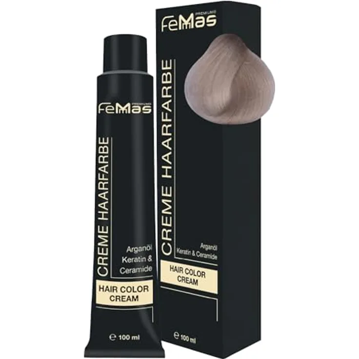 Femmas Premium Haarfarbe Femmas Hair Color Cream, 100 ml, Profi-Qualität mit Arganöl und 100% Grauhaarabdeckung