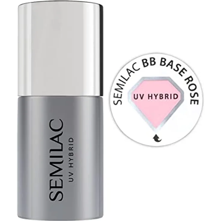 Semilac BB Rose Pink Base Coat for Gel Nail Polish. Strengthening Soak Off Gel for Nail Protection. Easy to Apply. For Home Salon & Professional Use. 7ml