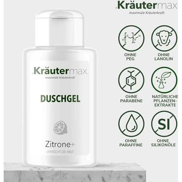 Kräutermax Zitrone Duschgel 1 x 250 ml - Erfrischende Pflege mit natürlichen Inhaltsstoffen – Bild 2
