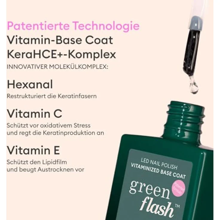 Manucurist Green Flash™ Vitamin Base Coat, patentierte Base Coat für UV Nagellack, stärkt und schützt die Nägel, 73,5% biobasiert, vegan, HEMA-free – Bild 3