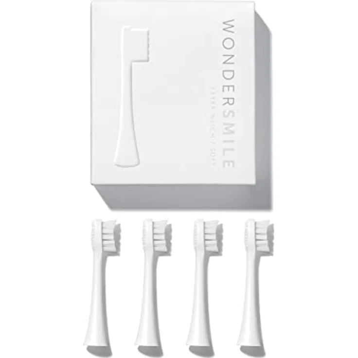 Wondersmile Ersatzbürsten Schallzahnbürste (Soft, All White, 4er Pack) - Bürstenköpfe für Wondersmile Schallzahnbürste – Bild 1