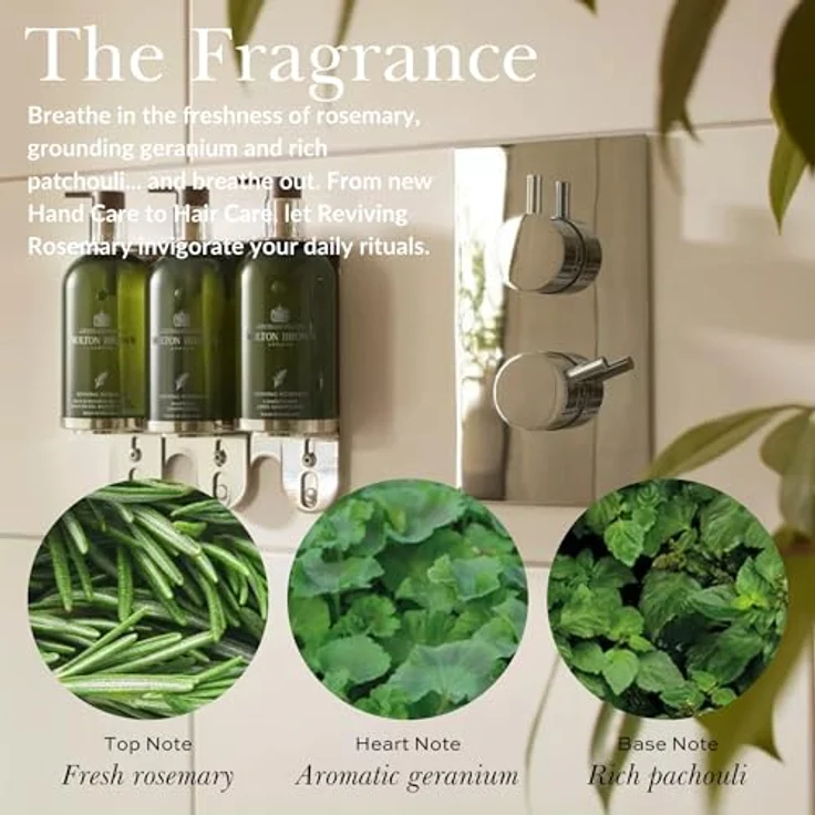 Molton Brown Reviving Rosemary Handlotion 300 ml, frische Feuchtigkeitspflege mit Rosmarin, Geranie und Patchouli Duft – Bild 3