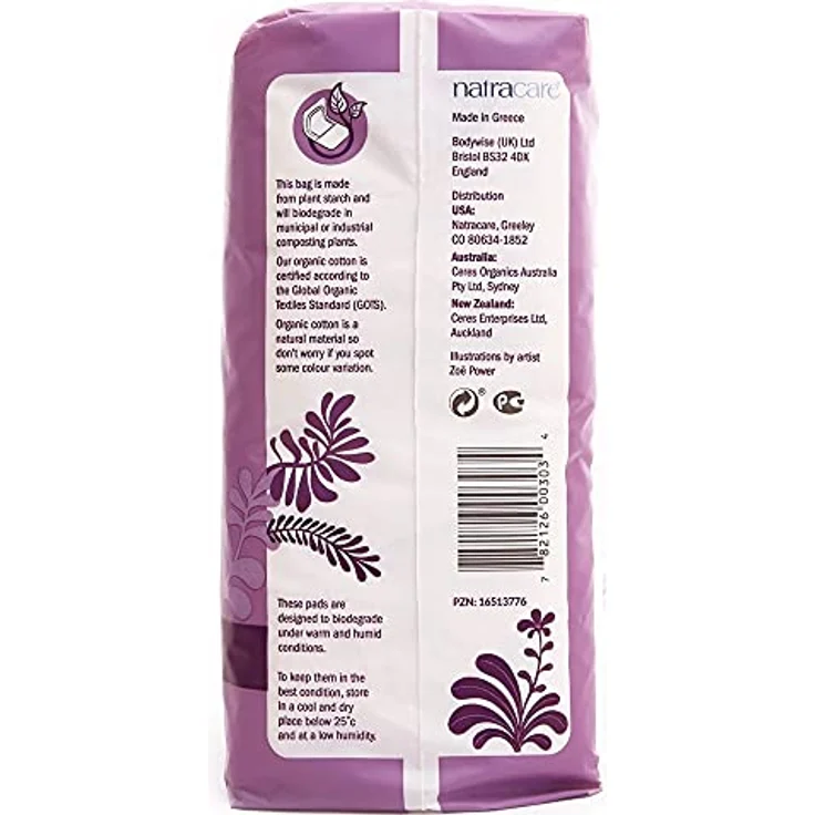 Natracare Organic Cotton Ultra Maxi Pads 12 Super, biologisch abbaubar, plastikfrei, chlorfrei, latexfrei – Bild 3