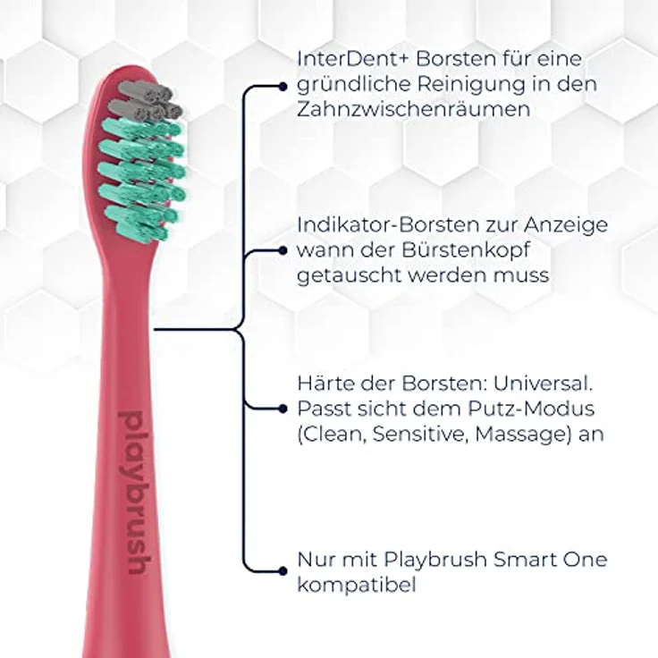 Playbrush Smart One Ersatzbürstenköpfe coral 2 St., Schalltechnologie, für eine schonende Zahnreinigung  – Bild 3