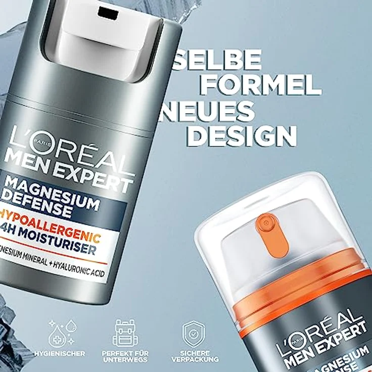 L'Oréal Men Expert Sensitiv Gesichtspflege, Beruhigende Feuchtigkeitscreme für empfindliche Haut mit Magnesium und Hyaluronsäure, Magnesium Defense, 50 ml – Bild 3