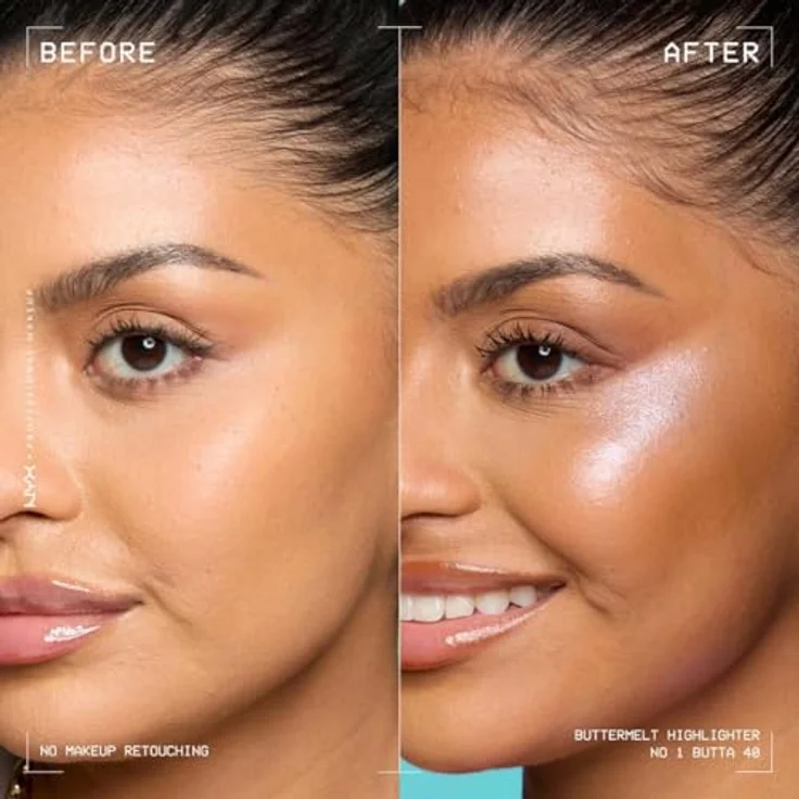 NYX PROFESSIONAL MAKEUP Buttermelt Highlighter für das Gesicht, vegane cremige Formel mit Sheabutter, Mangobutter und Mandelbutter, Farbe: No 1 Butta, 5 g – Bild 5