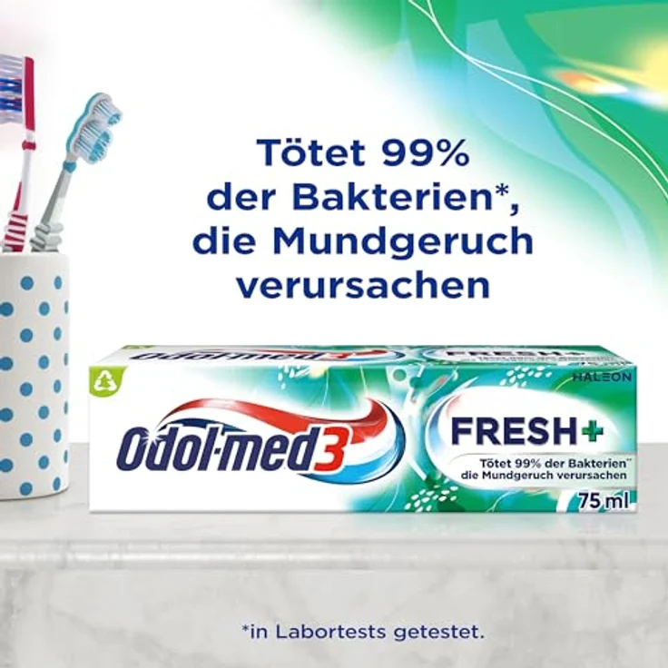 Odol Odol-med3 Fresh Plus Zahnpasta, 75ml 3in1 Schutz, minzig – Bild 2
