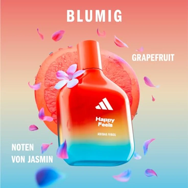 adidas Vibes Happy Feels Eau de Parfum, fröhlicher Unisex-Duft mit blumig-frischen Noten, 100ml – Bild 3