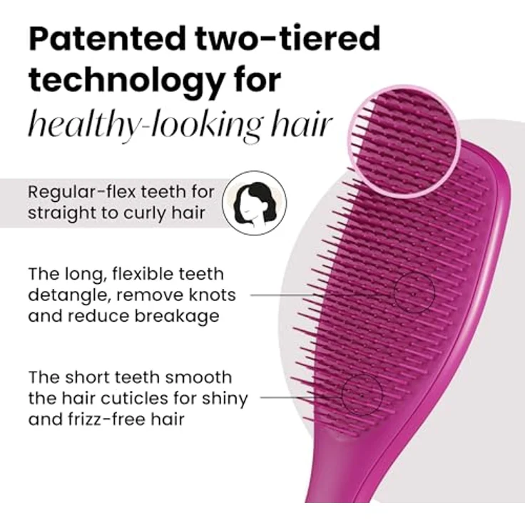 Tangle Teezer Ultimate Detangler Haarbürste für nasses und trockenes Haar, beseitigt Knoten und reduziert Haarbruch, elektrische Himbeere – Bild 2