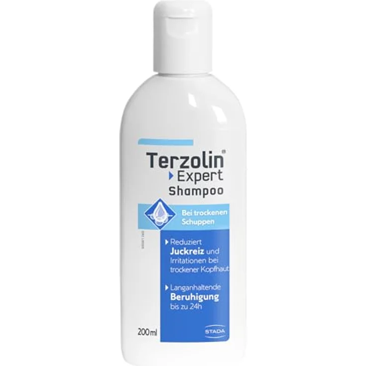 Terzolin Expert Shampoo für trockene Kopfhaut, Haarpflege Anti-Schuppen Shampoo bei trockenen Schuppen und Ekzemen, mit Postbiotikum & Allantoin, 200 ml – Bild 1