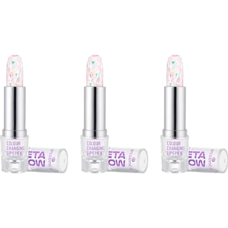 essence META GLOW COLOUR CHANGING LIPSTICK, Transparente, farbanpassende Lippenfarbe mit Färbeeffekt, vegan, 3er Pack (3x3.4g) – Bild 1