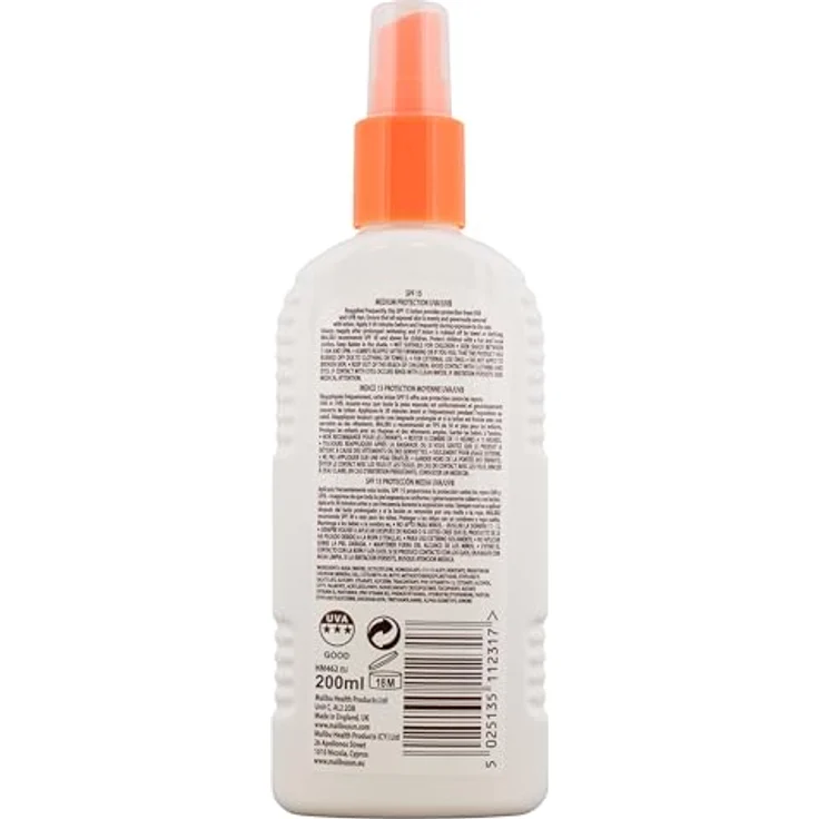 Malibu Lotion Spray Medium Protection, schützender SPF 15 Sonnenschutz für den Körper, 200 ml – Bild 2