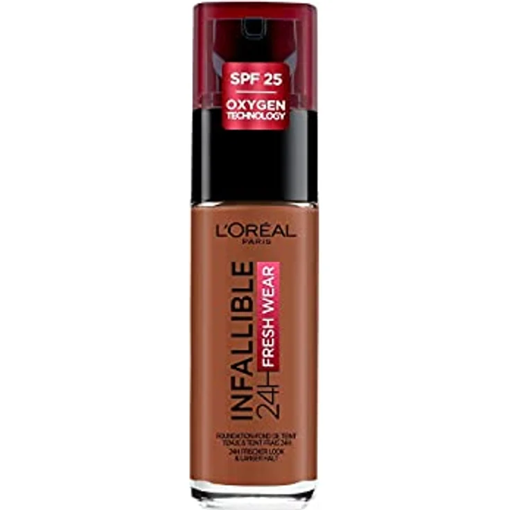 L'Oréal Paris Make up, Wasserfest und langanhaltend, Flüssige Foundation mit LSF 25, Infaillible 32H Fresh Wear Make-up, Nr. 375 Deep Amber, 30 ml – Bild 1