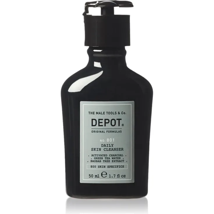 DEPOT No. 801 Daily Skin Cleanser, Reinigungsgel für alle Hauttypen, 50 ml, feuchtigkeitsspendend und reinigend für Männer