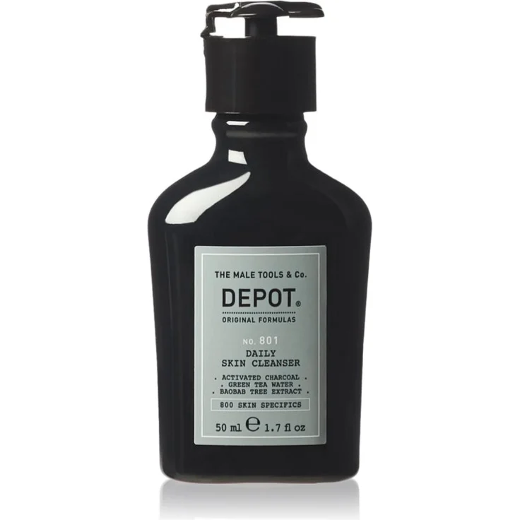DEPOT No. 801 Daily Skin Cleanser, Reinigungsgel für alle Hauttypen, 50 ml, feuchtigkeitsspendend und reinigend für Männer