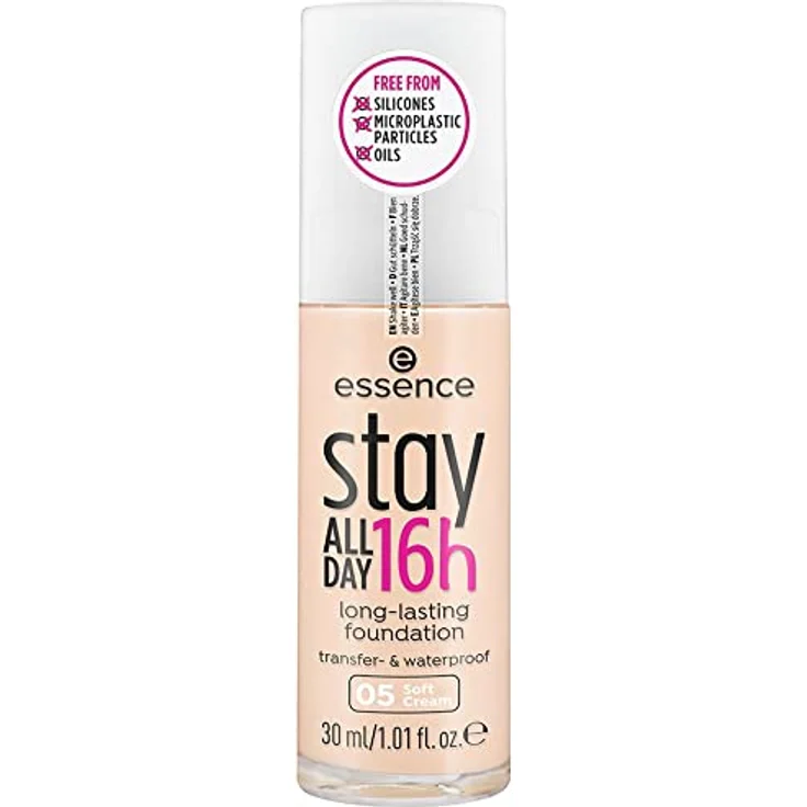 essence stay ALL DAY 16h Foundation, langanhaltendes Make-up, wasserfest, mattierend, ölfrei, Nr. 05 Soft Cream (30ml) – Bild 1