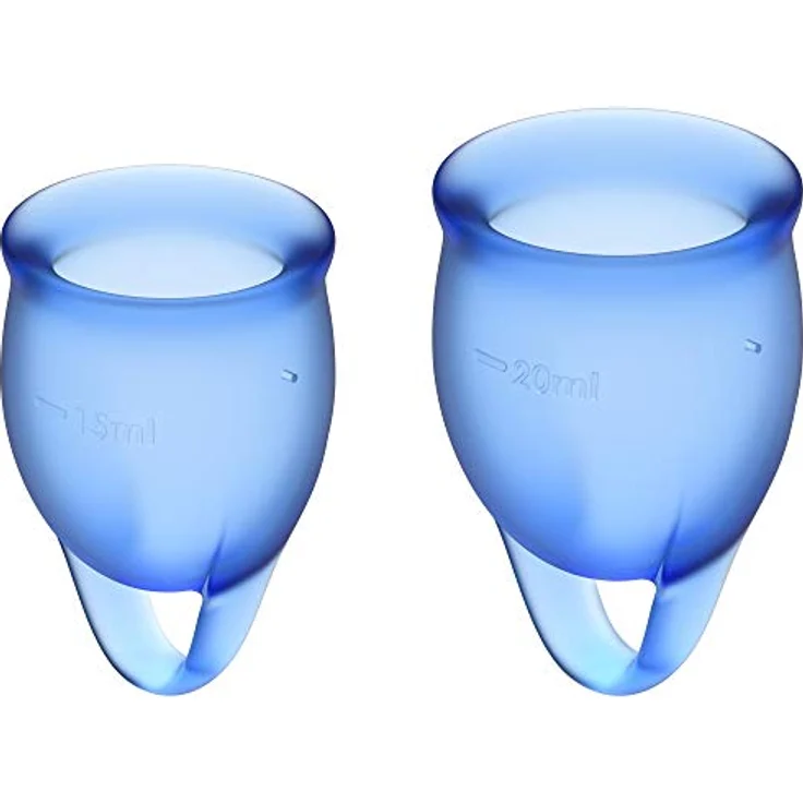 Satisfyer Feel Confident Menstrual Cup, Menstruationstasse Set mit 15 ml und 20 ml, dunkelblau, hypoallergen, wiederverwendbar, umweltfreundlich – Bild 1