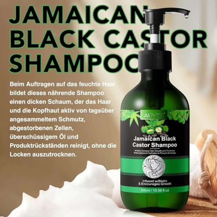 P-Beauty Rizinusöl Shampoo mit Biotin 2x300ml, Haarwachstumsförderndes Pflegeshampoo gegen Haarausfall & Haarbruch, für alle Haartypen – Bild 2